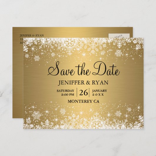 Kute winter bruiloft behalve datum briefkaart (Voorkant / Achterkant)