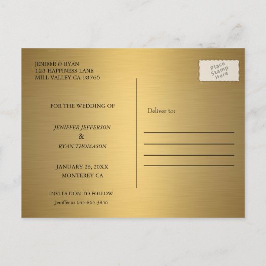 Kute winter bruiloft behalve datum briefkaart (Achterkant)