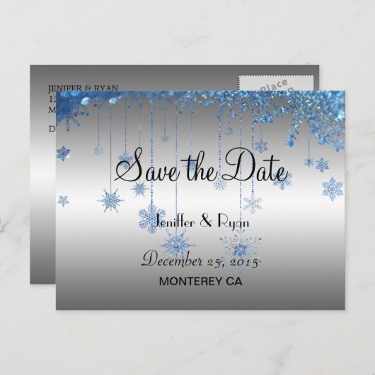 Kute winter bruiloft behalve datum briefkaart (Voorkant / Achterkant)