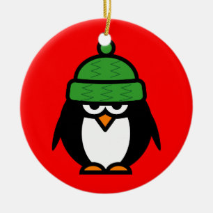 Kute winter pinguïn cartoon kerstversiering keramisch ornament