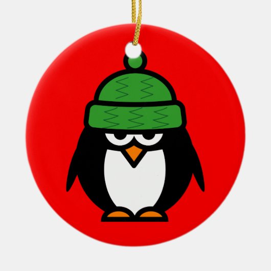Kute winter pinguïn cartoon kerstversiering keramisch ornament (Voorkant)