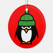 Kute winter pinguïn cartoon kerstversiering keramisch ornament (Links)