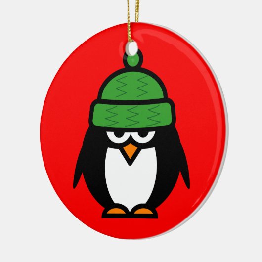 Kute winter pinguïn cartoon kerstversiering keramisch ornament (Links)