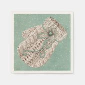 Kute winterkabelbrein met een mitten  sneeuw servet (Voorkant)