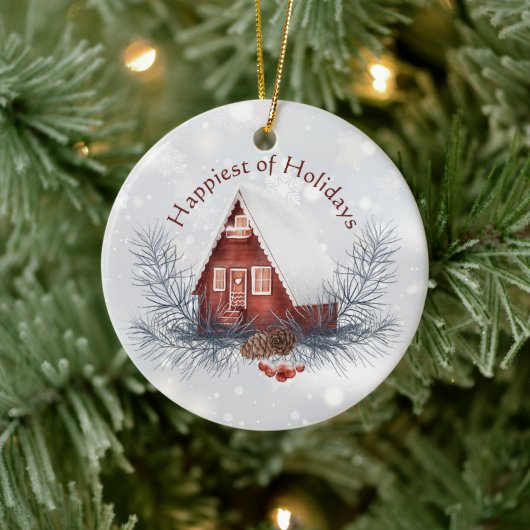 Kute wintervakantie aangepast kerstfeest keramisch ornament (Boom)