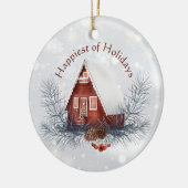 Kute wintervakantie aangepast kerstfeest keramisch ornament (Links)