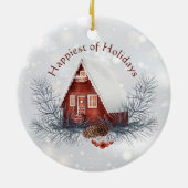 Kute wintervakantie aangepast kerstfeest keramisch ornament (Achterkant)