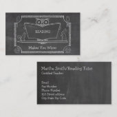Kute  Wise Owl Reading Chalkboard Visitekaartje (Voorkant / Achterkant)