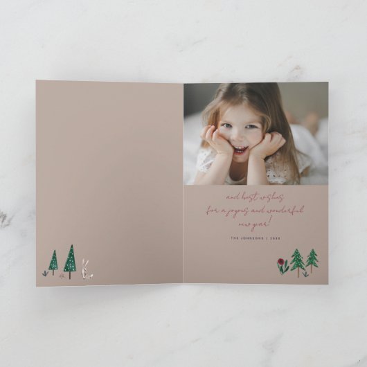 Kute woodbaars Noordse dieren sneeuwkerst Holida Feestdagen Kaart (Binnen)