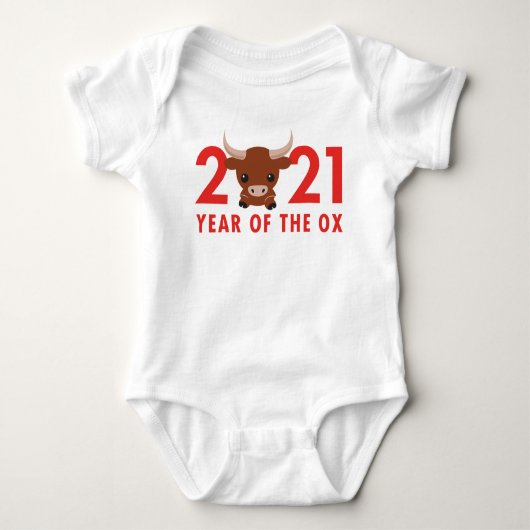 Kute Year of the Ox 2021 Chinese New Year Romper (Voorkant)