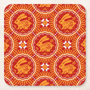 Kute Year of the Rabbit Chinese New Year Kartonnen Onderzetters
