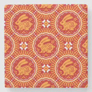 Kute Year of the Rabbit Chinese New Year Stenen Onderzetter
