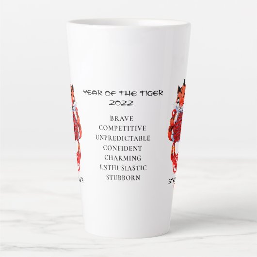 Kute Year of the Tiger Personalized Latte Mok (Voorkant)