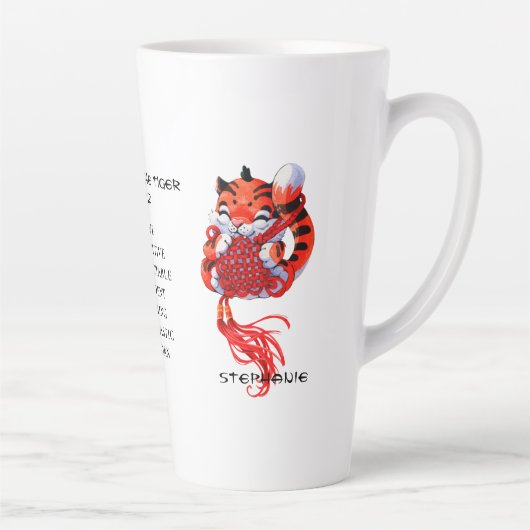 Kute Year of the Tiger Personalized Latte Mok (Rechts)