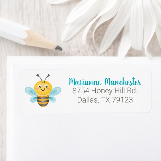 Kute Yellow bee Return Address Label (Insitu)