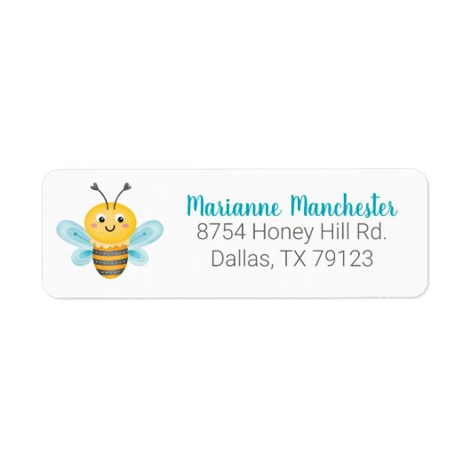 Kute Yellow bee Return Address Label (Voorkant)