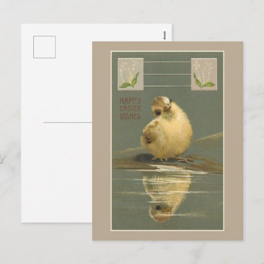 Kute  Yellow Easter Chick Feestdagenkaart (Voorkant / Achterkant)