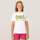 Kute Yellow en Blue Flowers Spring Easter T-shirt (Voorkant volledig)