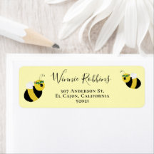 Kute Yellow Honey Bee Baby shower Return Address