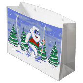 Kute yeti kerst in het bos groot cadeauzakje (Achterkant Gekanteld)