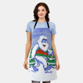 Kute yeti kerst in het bos schort (Gedragen)