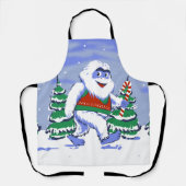 Kute yeti kerst in het bos schort (Voorkant)