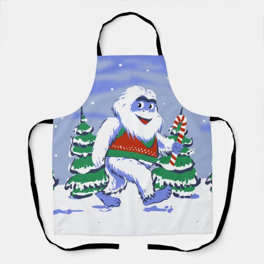 Kute yeti kerst in het bos schort (Voorkant)