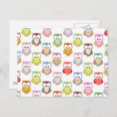 Kute zachte kleurige uil verschillende borstpatron briefkaart (Voorkant / Achterkant)