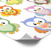 Kute zachte kleurige uil verschillende borstpatron poster (Hoek)