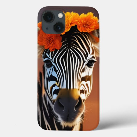 Kute Zebra met Oranje bloemen Case-Mate iPhone Case (Achterkant)