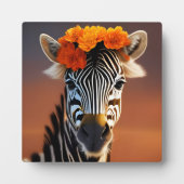 Kute Zebra met Oranje bloemen Fotoplaat (Voorkant)