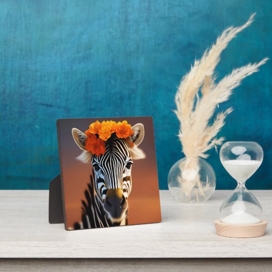 Kute Zebra met Oranje bloemen Fotoplaat (Insitu)