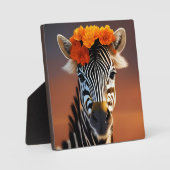 Kute Zebra met Oranje bloemen Fotoplaat (Voorkant)