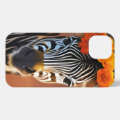 Kute Zebra met Oranje bloemen iPhone Hoesje (Achterkant horizontaal)