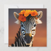Kute Zebra met Oranje bloemen Kaart (Voorkant)