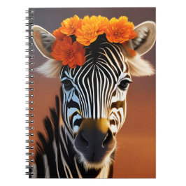 Kute Zebra met Oranje bloemen Notitieboek