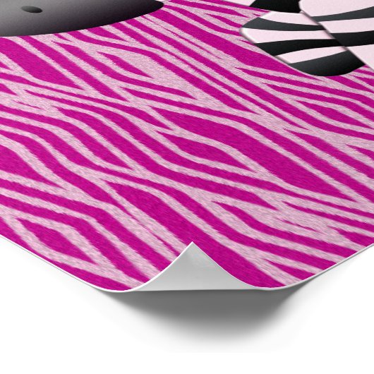 Kute Zebra & Roze Animal Print Poster (Hoek)
