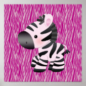 Kute Zebra & Roze Animal Print Poster (Voorkant)