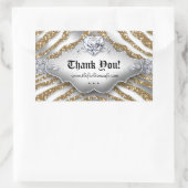 Kute Zebra Valentijnse juwelen Harde glitter Gold Rechthoekige Sticker (Tas)