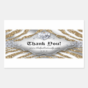 Kute Zebra Valentijnse juwelen Harde glitter Gold Rechthoekige Sticker