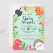 Kute Zee Animal Baby shower Invitation Kaart (Voorkant)