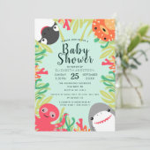 Kute Zee Animal Baby shower Invitation Kaart (Staand voorkant)