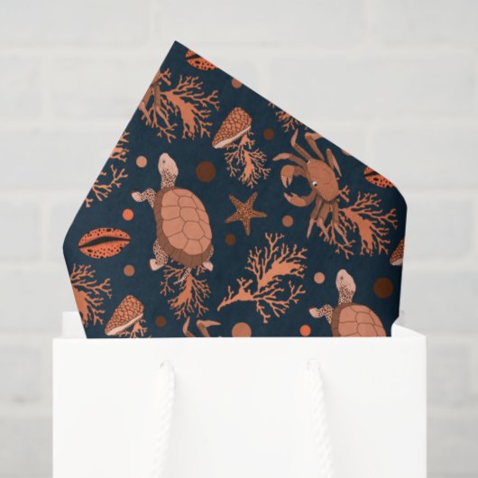 Kute zee schildpadden krabben strandpartij tissuepapier (Cadeauzakje)