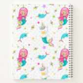 Kute zeemeermin strandmeisje gepersonaliseerde kin notitieboek (Achterkant)