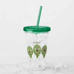 Kute zingende artisjokken plantaardige cartoon acryl drinkbeker