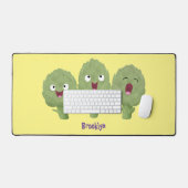 Kute zingende artisjokken plantaardige cartoon bureaumat (Keyboard & Muis)