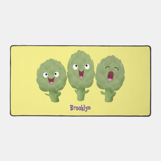 Kute zingende artisjokken plantaardige cartoon bureaumat (Voorkant)