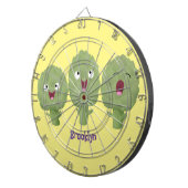 Kute zingende artisjokken plantaardige cartoon dartbord (Voorkant Rechts)