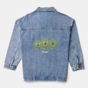 Kute zingende artisjokken plantaardige cartoon denim jacket