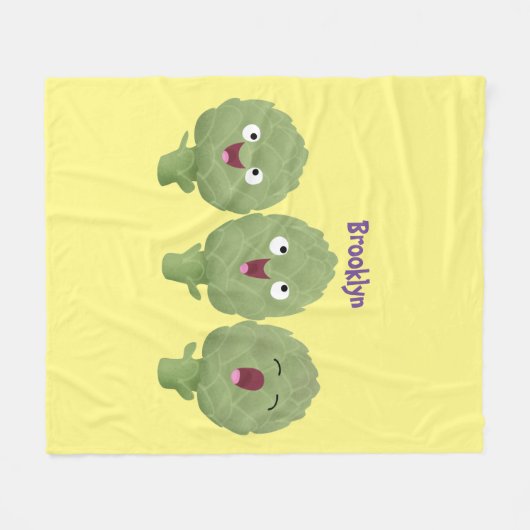Kute zingende artisjokken plantaardige cartoon fleece deken (Voorkant (Horizontaal))